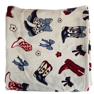 Truly Lou Beach Towel Unisex 36x72 White New Western Cowboy Boots Bows Stars